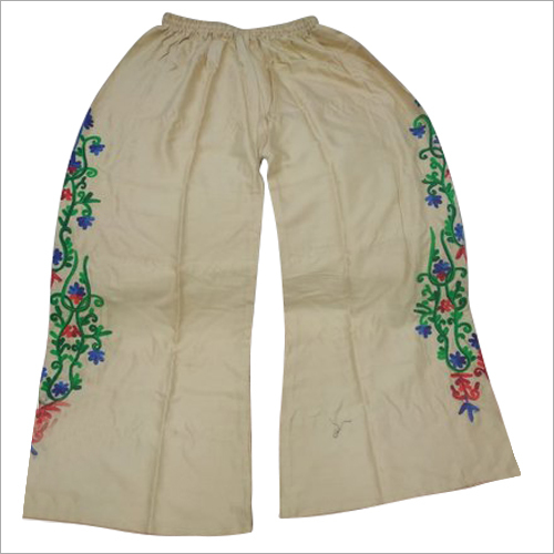 Ladies Embroidered Palazzo - Multicolor, Available in Sizes S to XXL | Quick Dry, No Fade, Dry Clean Only, Perfect for All Seasons