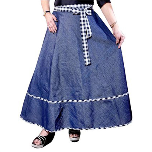 Blue And Also Available In Multicolor Girls Denim Skirt