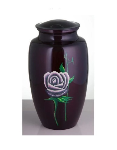 Burgundy Hand Painted Rose Urn- New