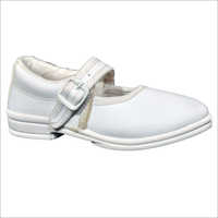 Girls White Ankle Strap School Shoes
