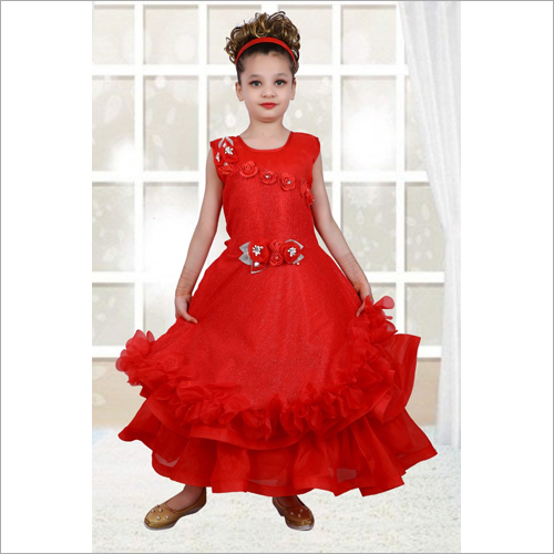Girls Floral Sleeveless Gown