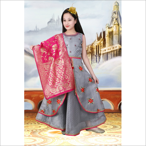 Girls Embroidered Party Wear Gown