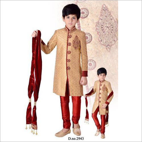 New Indian Kurta Sherwani Boys Suit in Gold 1-12 Years-Worldwide Postage 2 Pcs