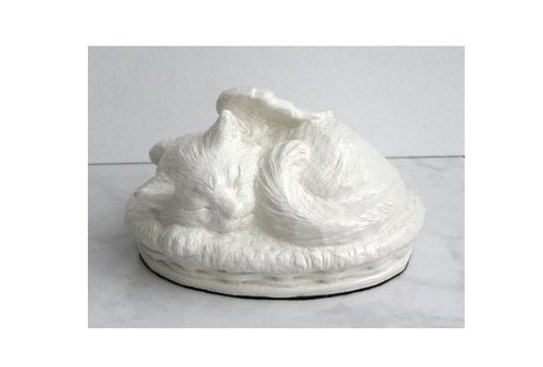 Cat Urn in Cold Cast White