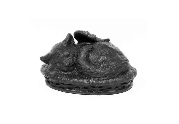Cat Urn in Cold Cast Bronze Verdigris New