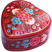 Paper Mache Red Heart Jewelry Box