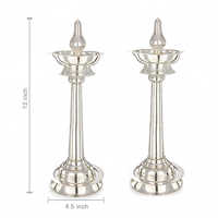 Silver Pooja Lamp - Silver Material, Customizable Size, Polished Surface Finish | Long Life, Easy To Maintain, Dependable Delivery Time