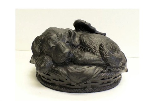 Dog Urn in Cold Cast Bronze Black Finish New
