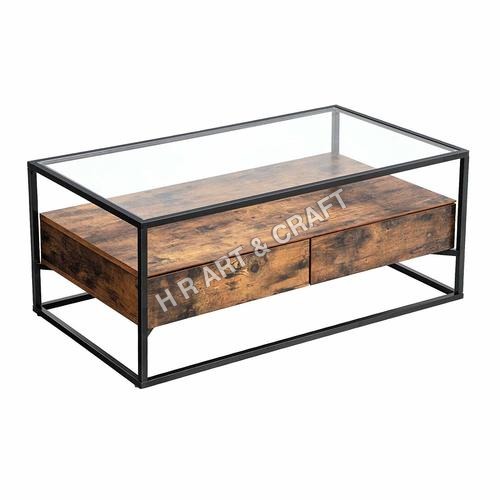 Handmade Traditional Glass Top Coffee Table