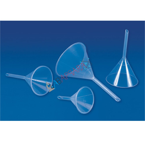 Funnel - Long Stem Polypropylene, Size: 100 Mm & 150 Mm | Smooth Walls, 60â° Cone Angle, External Ribs To Prevent Air Lock, Steam Autoclavable