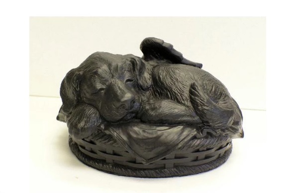 Dog Urn in Cold Cast Cultured Porcelain New