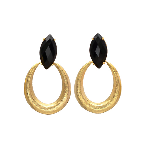 Black Onyx Gemstone Earrings Weight: 20-35 Grams (G)