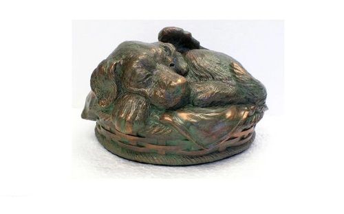 Rust Dog Urn In Cold Cast Bronze Verdigris