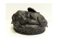 Dog Urn in Cold Cast Bronze Verdigris