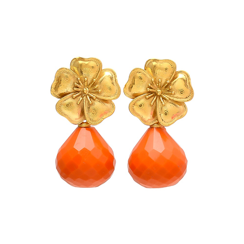 Orange Chalcedony Gemstone Earrings