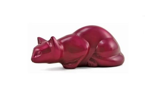 Magenta Pouncing Cat urn