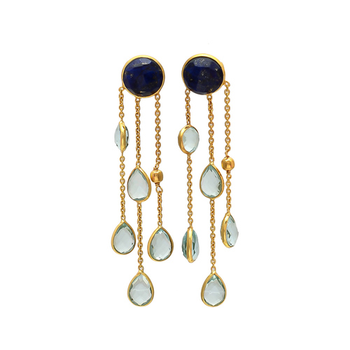 Round Lapis Lazuli & Blue Topaz Hydro Gemstone Earrings