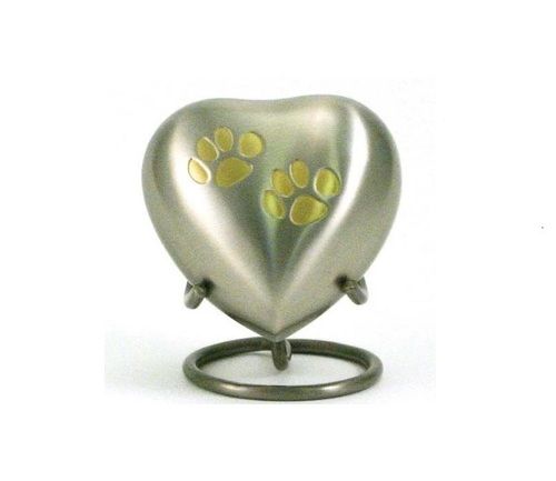 Odyssey Paw Print Pewter Heart Cremation Keepsake