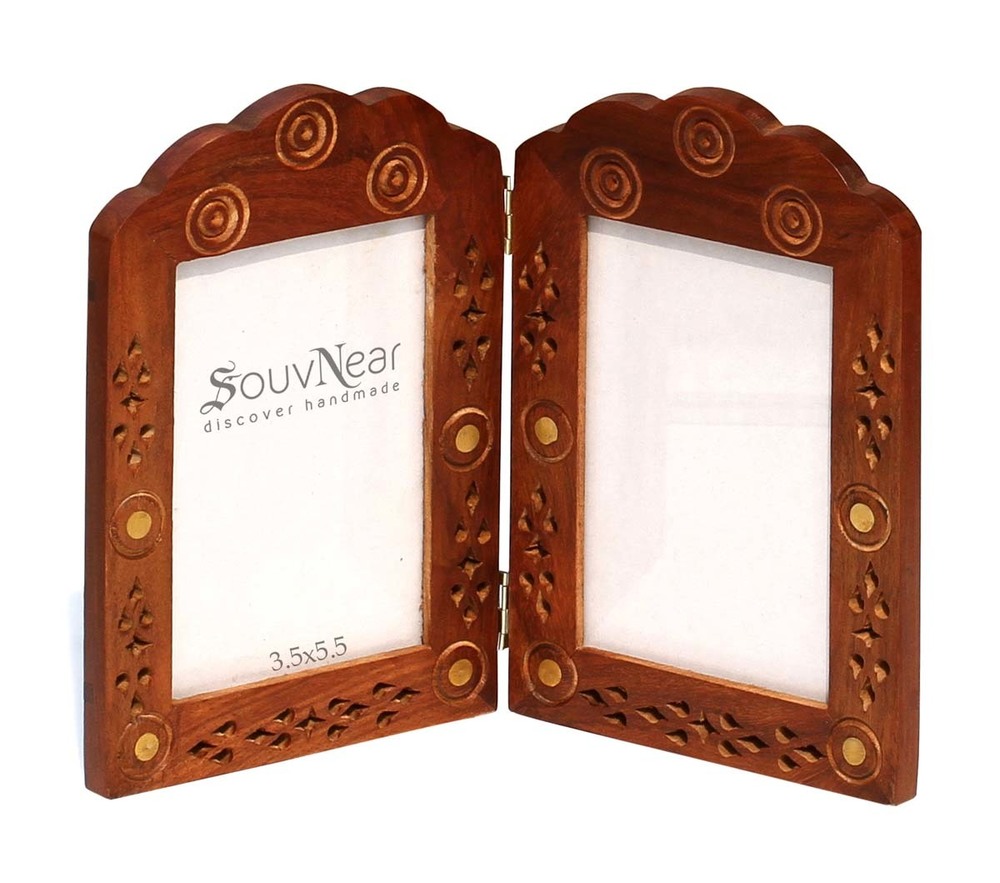 Vertical Double Wooden Photo Frame