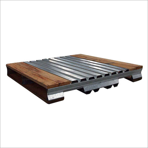 Wood And Steel Pallet - Color: Brown