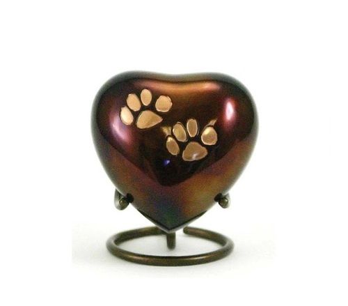 Odyssey Paw Print Copper Heart Keepsake New