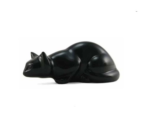 Onyx Pouncing Cat Urn New