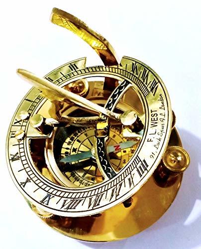 Maritime Solid Brass West London Sundial Compass THORINSTRUMENTS with device 