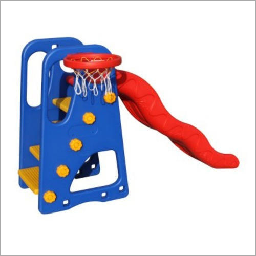 Plastic Play School Park Wavy Slide With Basketball Game