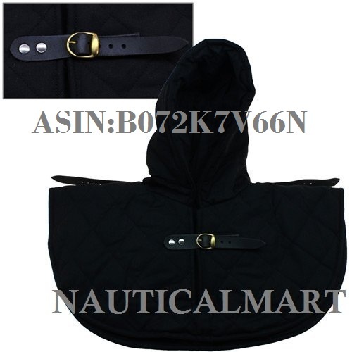 NauticalMart Renaissance Medieval Cotton Padded Armor Collar and Coif Arming Cap - Black