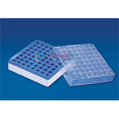 MCT Box Polypropylene Labappara - Polycarbonate, Holds 64 MCTs of 1.5 ml & 100 MCTs of 0.5 ml, Autoclavable, Transparent Cover for Inventory Control