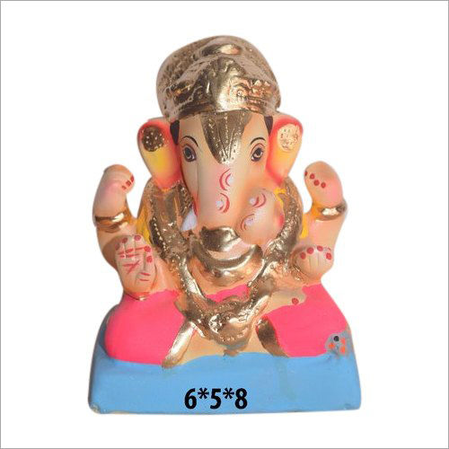 6X5X8 Inch Clay Ganesh Statue