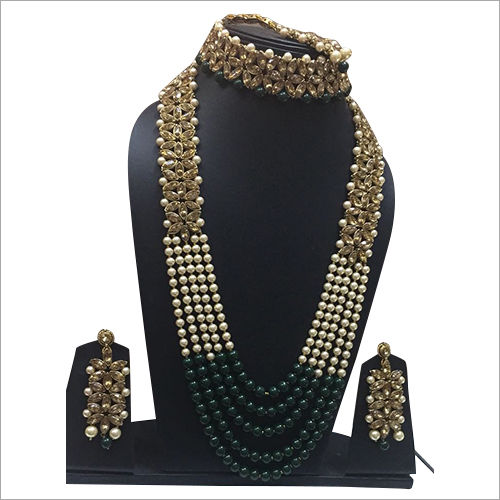 Dulhan Green Long Necklace Set