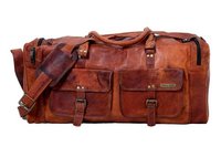 Brown Handmade Genuine Vintage Leather Large Travelling Duffel Weekend Bag