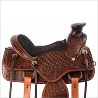 Leather Tooled Western Saddle - Size 14-15-16-17, Brown Color, Customization Available | Classic Design, Weight 7-9 Kg, Thickness 3.5-4.0 Mm