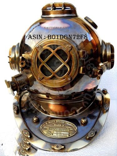 Vintage Boston Mass Antique U S Navy Mark V Diving Divers Helmet Solid Steel B