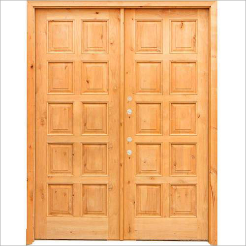 Exterior Pine Wood Door - Customized Size and Thickness, Brown Finish with Smooth Texture and Long Service Life