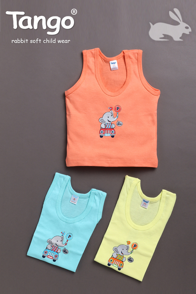 TANGO BOYS VESTS - Cotton Material Sizes S-M-L-XL Ivory White | Trendy Printed Design Washable Perfect for Boys Aged 2-8