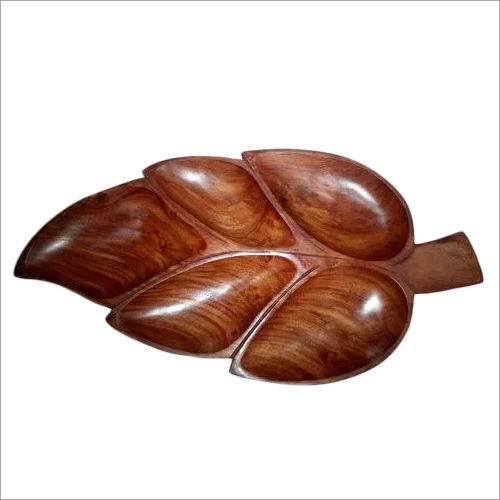 Multiple Color Available Carved Wood Leaf Serving Tray