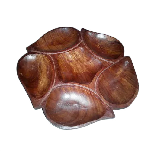 Wooden Leaf Divided Dish Tray