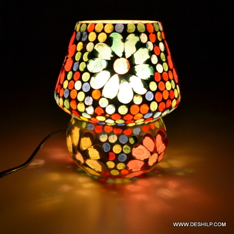 Multicolor flower design Mosaic Handmade Glass Table Lamp