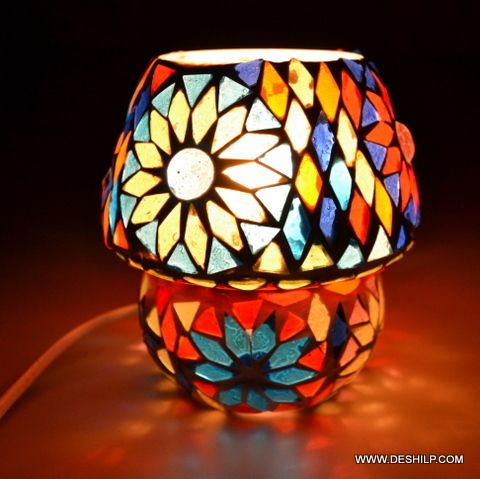 Multi Mosaic Glass Table Lamp