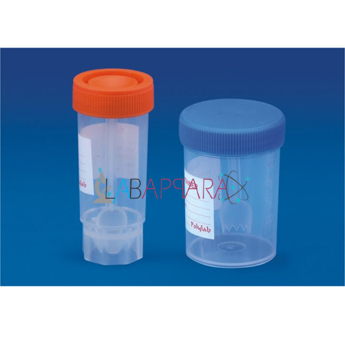 Stool Container Polypropylene Labappara - 30 ml & 60 ml Sizes | Built-In Spoon Cap for Easy Sample Collection in Laboratory Use