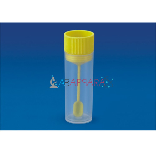 Stool Container 25 ml Polypropylene Labappara - 25 ml Capacity, One-Piece Moulded Cap-Spoon Combination, Ideal for Laboratory Use