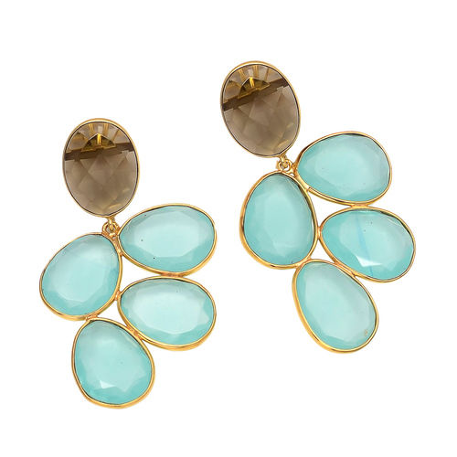 Oval Aqua & Smoky Topaz Hydro Earrings