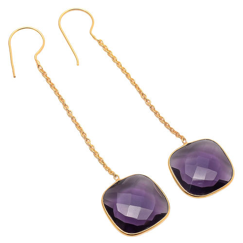 Cushion Amethyst Hydro Gemstone Earrings