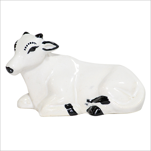 White Ceramic Miniature Cow Statue