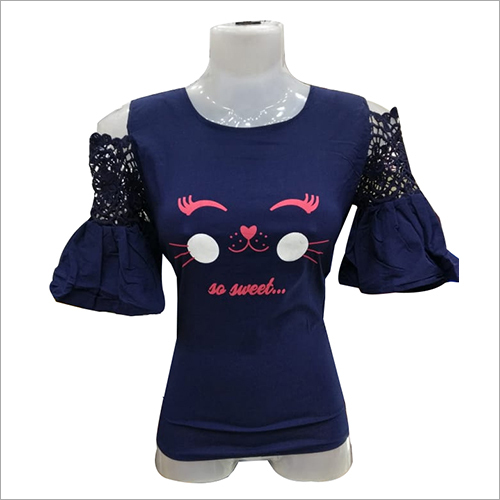 Blue Ladies Cold Shoulder Top
