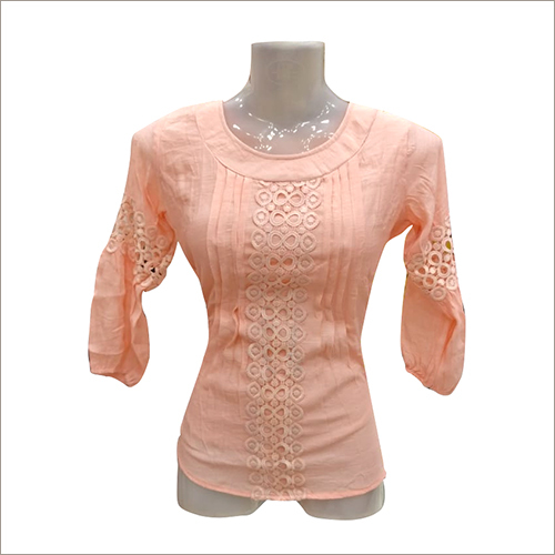Taffeta Ladies Round Neck Plain Top