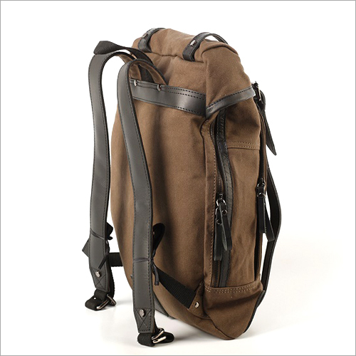 Leather Strap Plain Canvas Bag