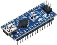 Arduino Nano - 0.70" x 1.70" Inch, Blue | 7-12V Input, 5V Output, Atmega328 Microcontroller, Mini USB Powered, Breadboard Friendly